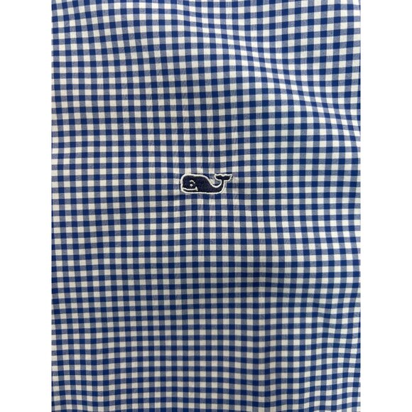 Vineyard Vines Mens Whale Shirt XL Nylon Blend Performance Navy Check - Picture 5 of 6